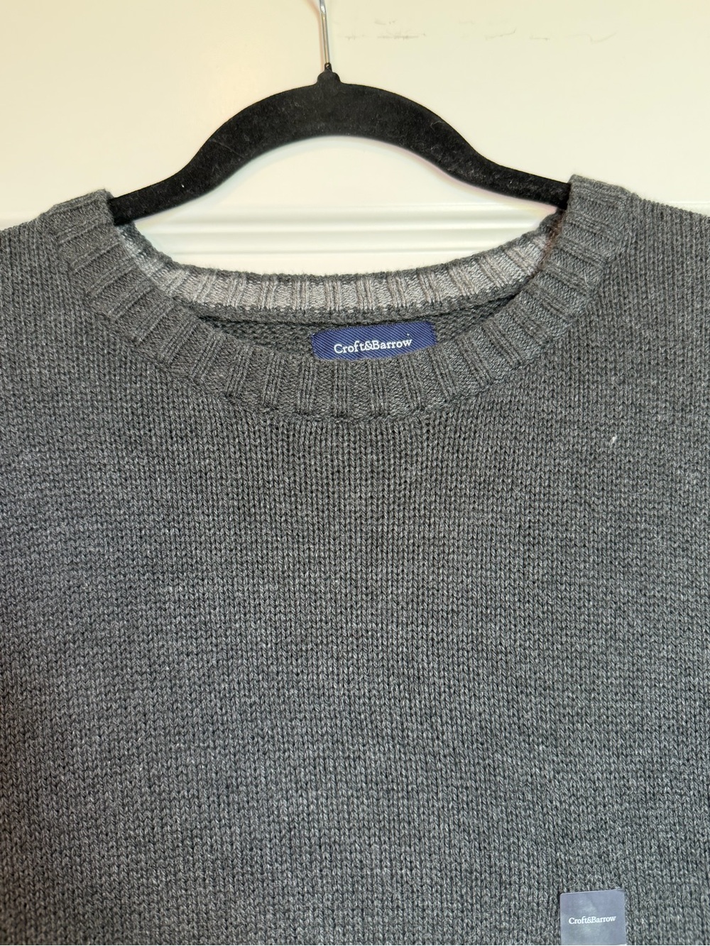 Croft & Barrow Men’s Large Gray Crewneck Sweater Cotton Blend NWT